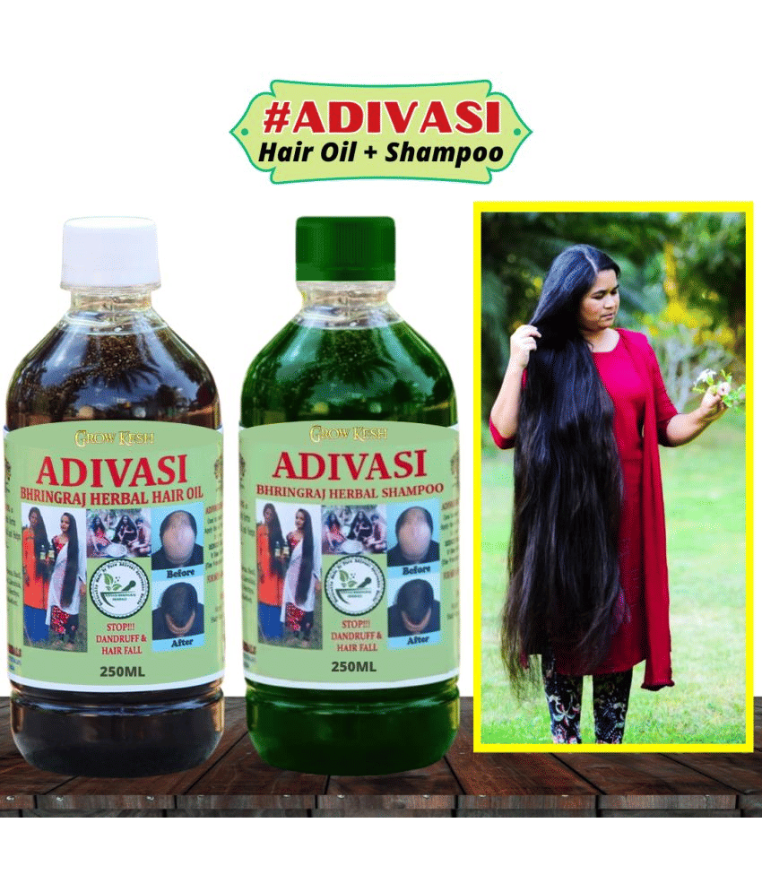 Adivasi Bhringraj Natural Herbal Hair Growth Hair Oil and Shampoo Combo(250 ml)Pack Of 2 Adivasi Bhringraj Natural Herbal Hair Growth Hair Oil and Shampoo Combo(250 ml)Pack Of 2