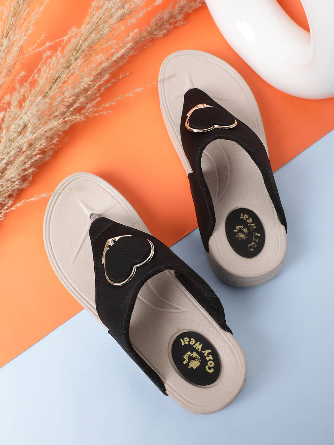 Cozy Wear Black Women's Thong Flip Flop