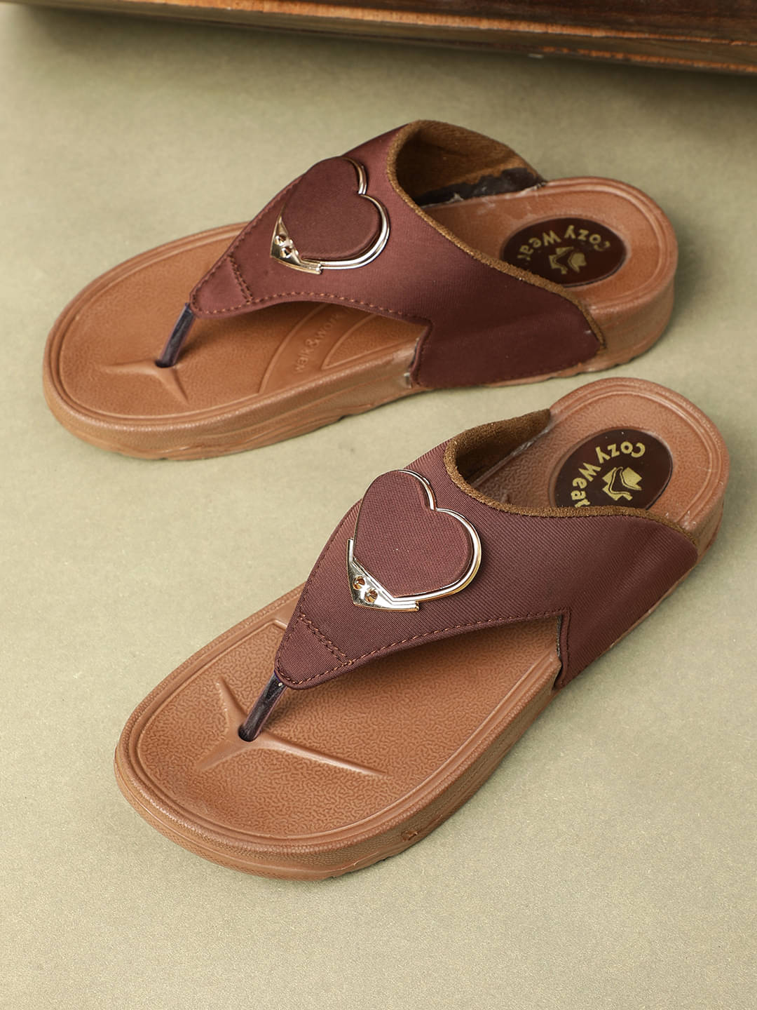     			Cozy Wear Brown Women's Thong Flip Flop