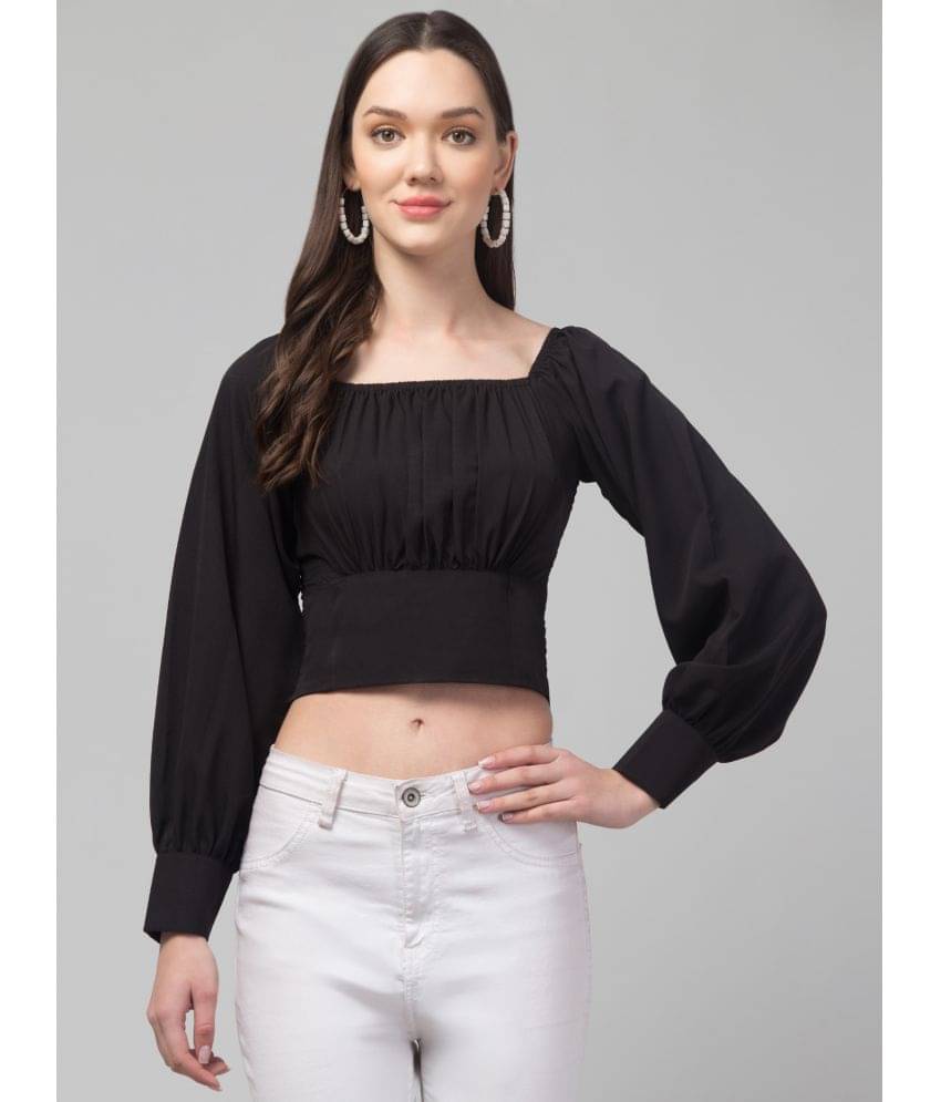     			Culpi Women's Crepe Crop Top ( Black )
