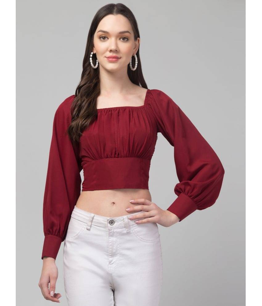     			Culpi Women's Crepe Crop Top ( Maroon )
