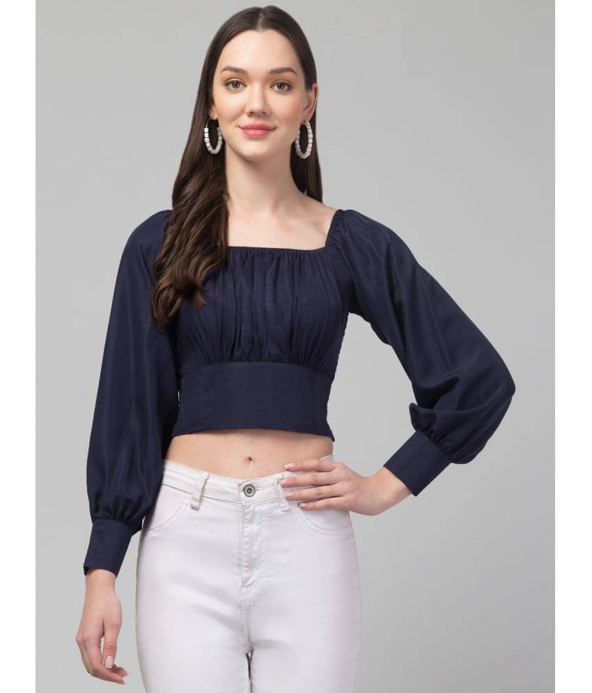     			Culpi Women's Crepe Crop Top ( Navy Blue )