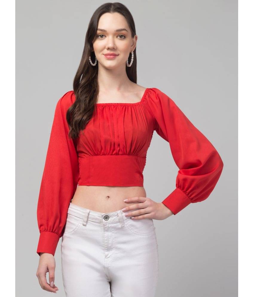     			Culpi Women's Crepe Crop Top ( Red )
