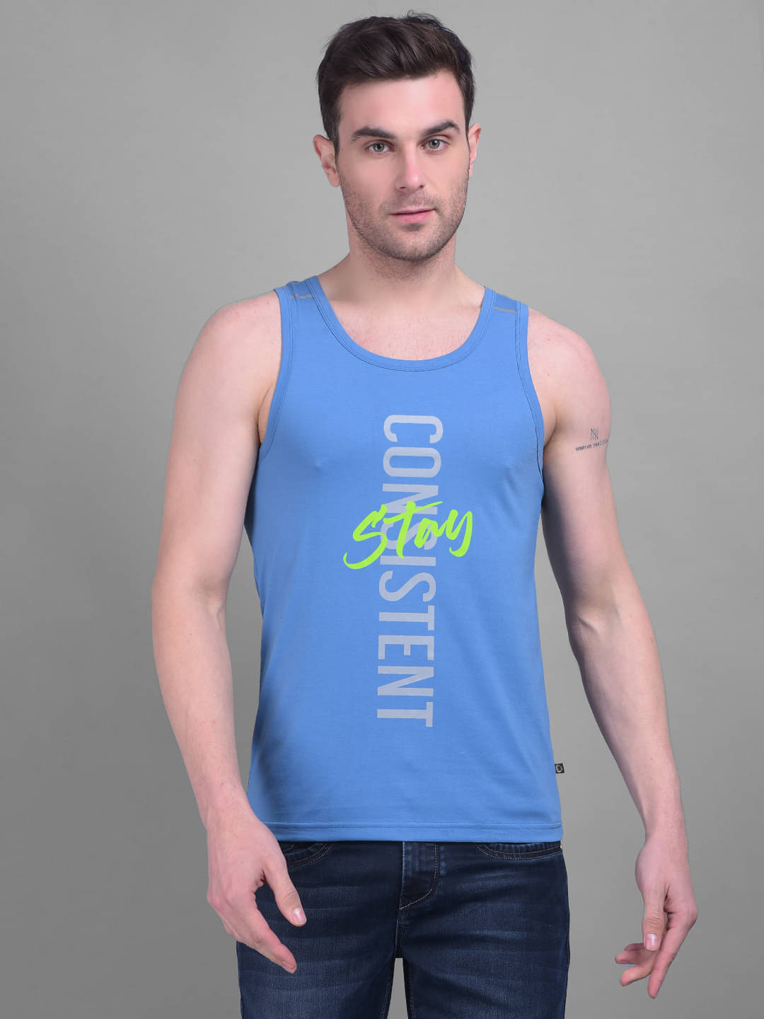     			Pack of 1 Dollar Blue Tank Top Cotton Blend Men's Vest
