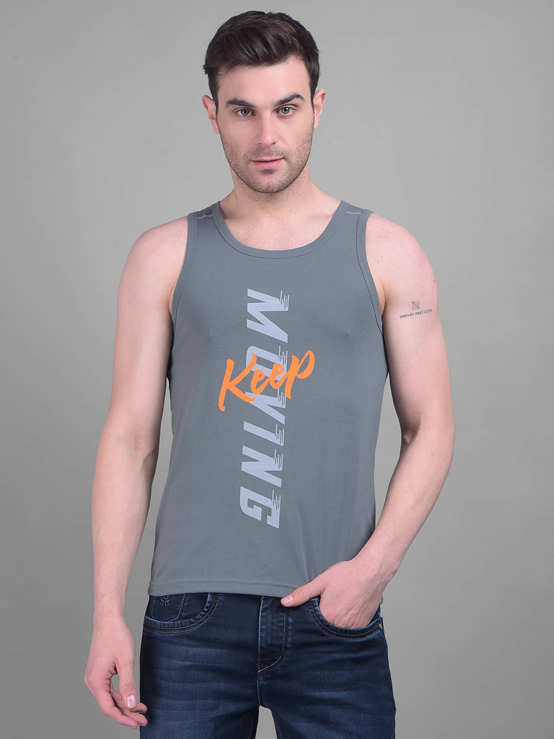     			Pack of 1 Dollar Grey Tank Top Cotton Blend Men's Vest