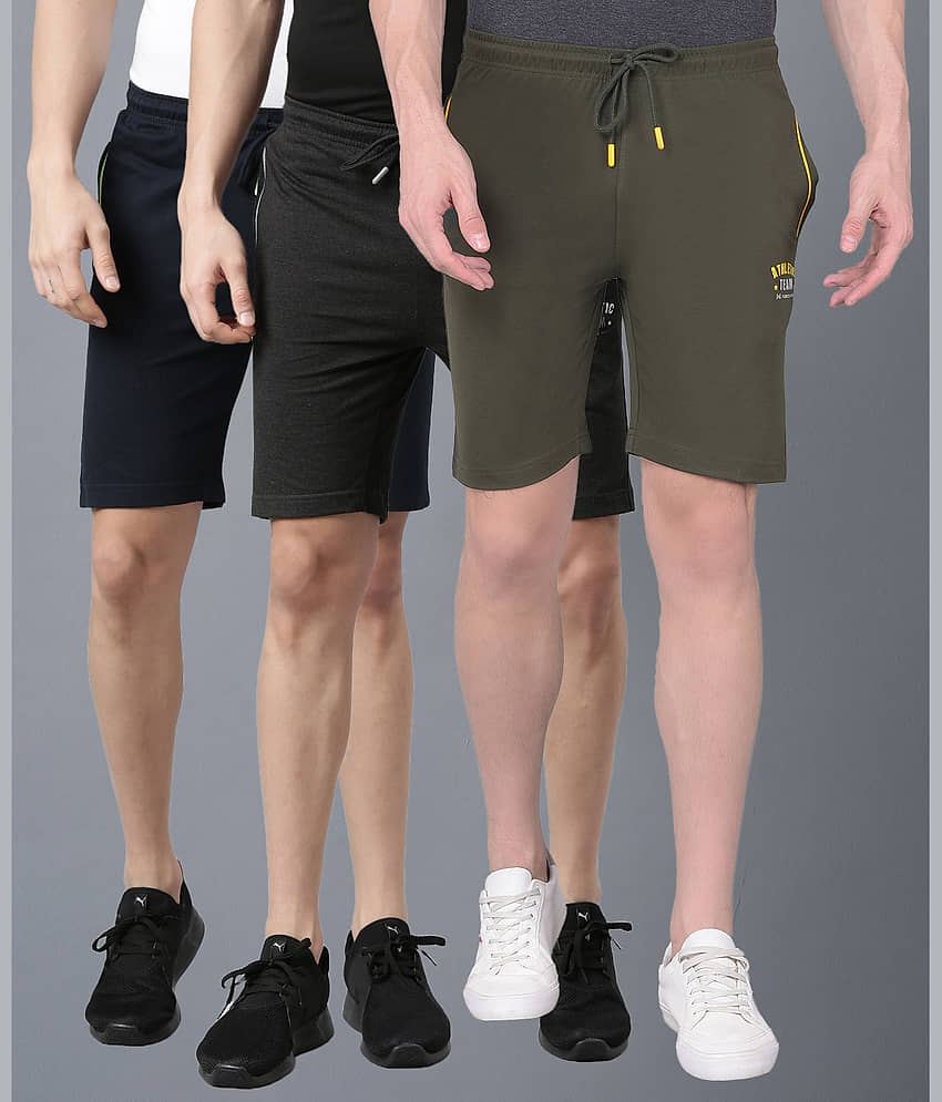 Force NXT Multi Cotton Blend Men's Shorts ( Pack of 3 ) - Shorts | Buy online on ZillyBuy