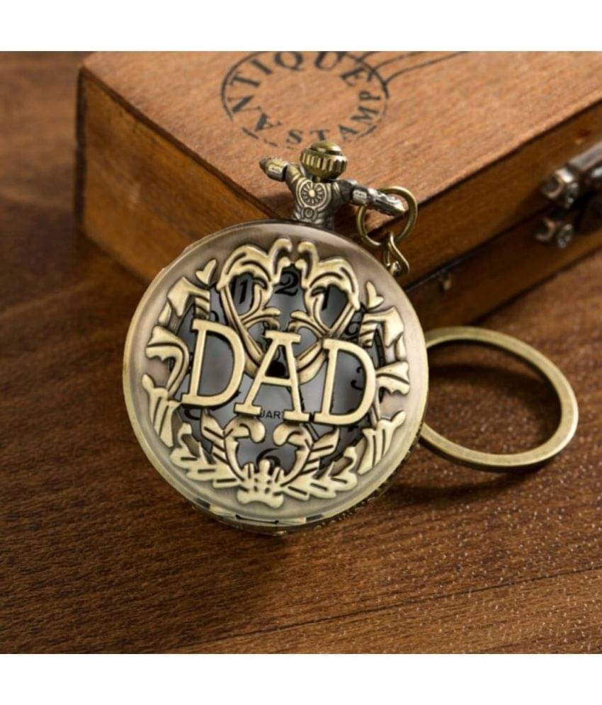 DAD Theme Pocket Watch Vintage Antique Metallic Gift for Friend Key Chain DAD Theme Pocket Watch Vintage Antique Metallic Gift for Friend Key Chain