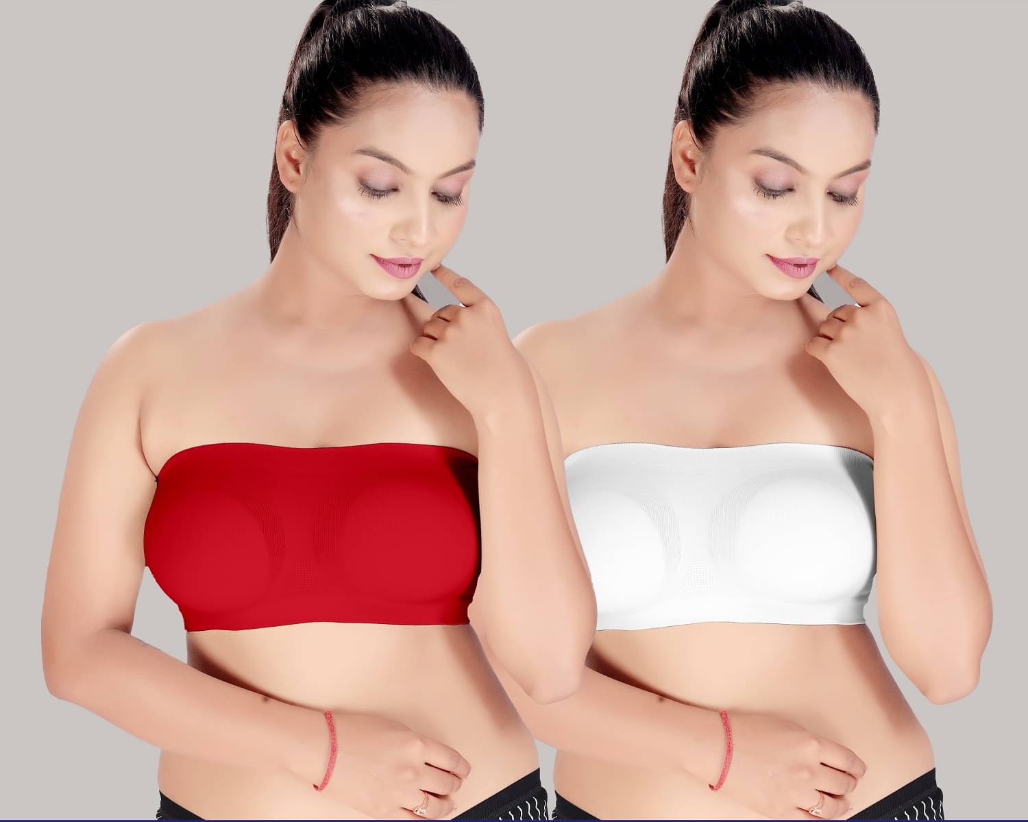 HAYA Pack of 2 Polyester Women's Strapless Bra ( Multicolor ) Nima Tube air Bra Red and White HAYA Pack of 2 Polyester Women's Strapless Bra ( Multicolor ) Nima Tube air Bra Red and White