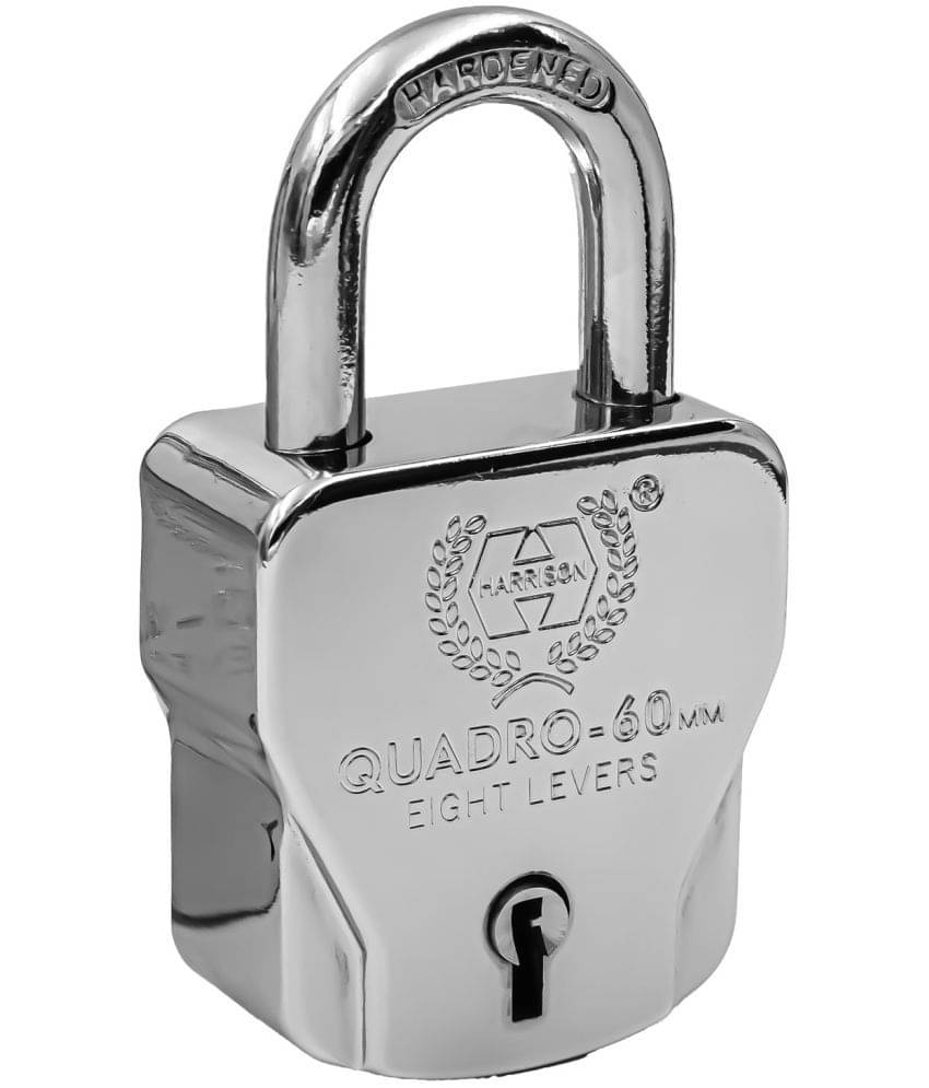 Harrison Padlocks/Square Padlock 60mm 8 Lever with 4 Keys QUADRO-5561 Pack of 1/ Mild Steel Material/Bright Chrome Plated Finish/Door Lock, Shutter Lock, Godown Lock, gate Lock Harrison Padlocks/Square Padlock 60mm 8 Lever with 4 Keys QUADRO-5561 Pack of 1/ Mild Steel Material/Bright Chrome Plated Finish/Door Lock, Shutter Lock, Godown Lock, gate Lock
