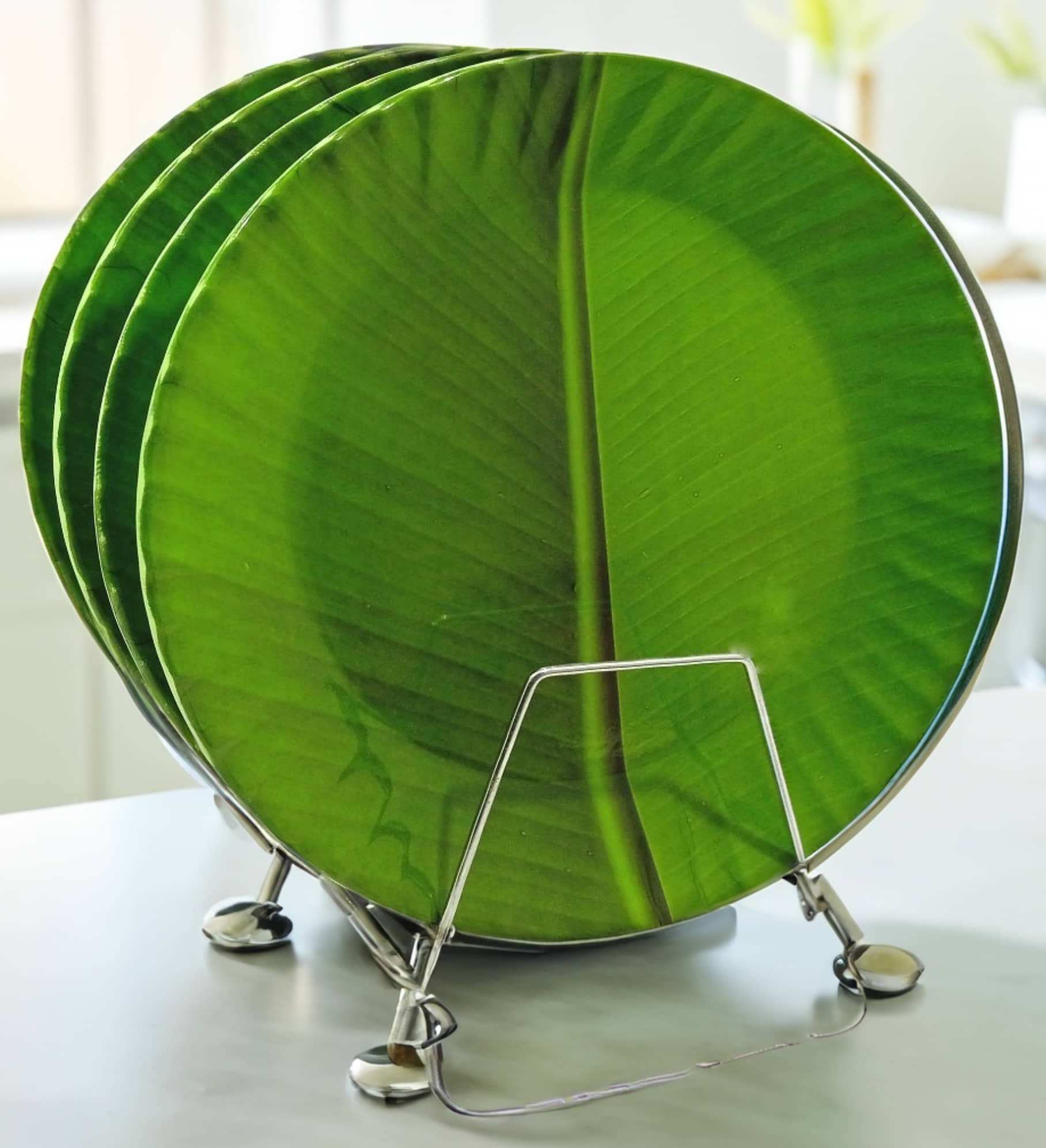 Inpro 4 Pcs Melamine Dark Green Full Plate