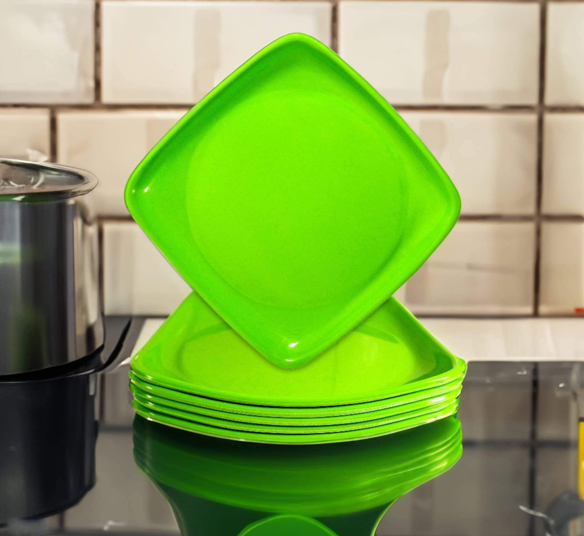     			Inpro 6 Pcs Melamine Light Green Half Plate
