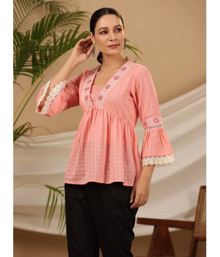     			Juniper Women's Cotton Peplum Top ( Peach )