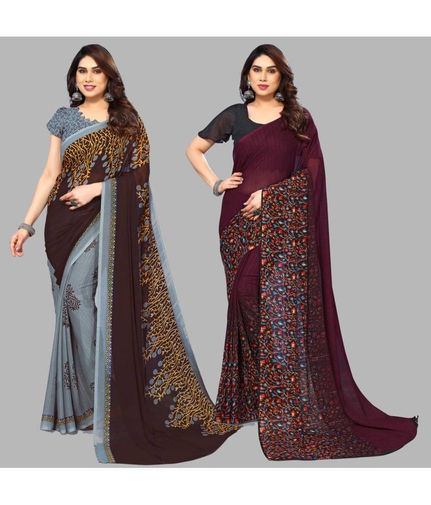     			Kashvi Sarees Georgette Printed Saree With Unstitched Blouse Piece ( Multicolour )