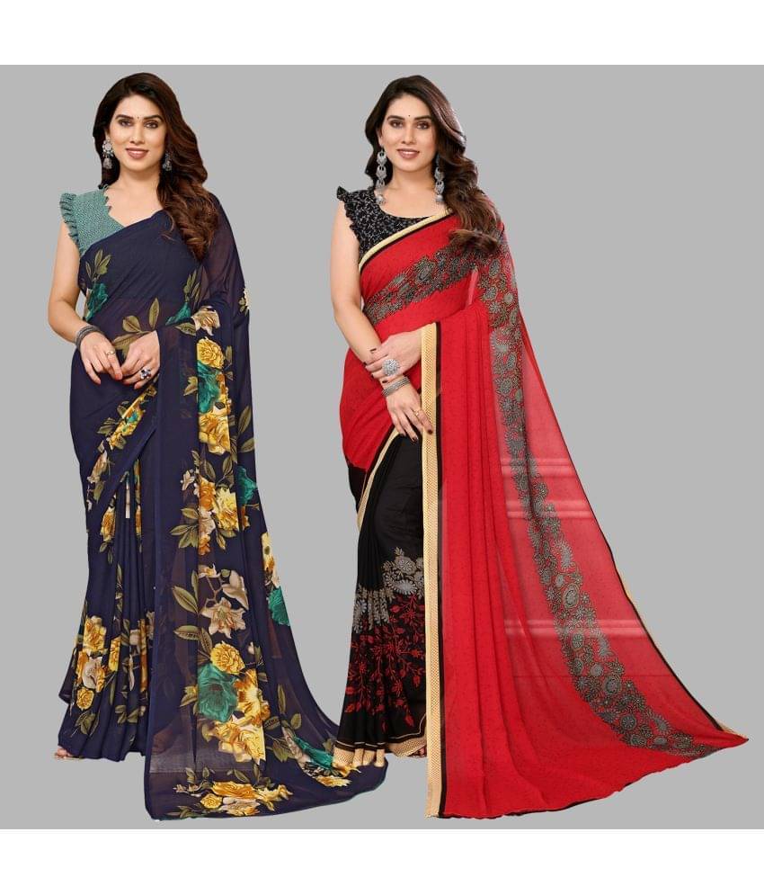 Kashvi Sarees Georgette Printed Saree With Unstitched Blouse Piece ( Multicolour )     			Kashvi Sarees Georgette Printed Saree With Unstitched Blouse Piece ( Multicolour )