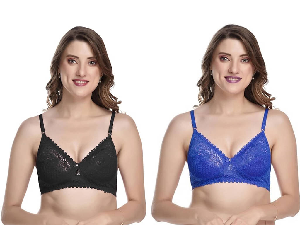 Kiran Enterprises Pack of 2 Net Women's Everyday Bra ( Multicolor ) Kiran Enterprises Pack of 2 Net Women's Everyday Bra ( Multicolor )