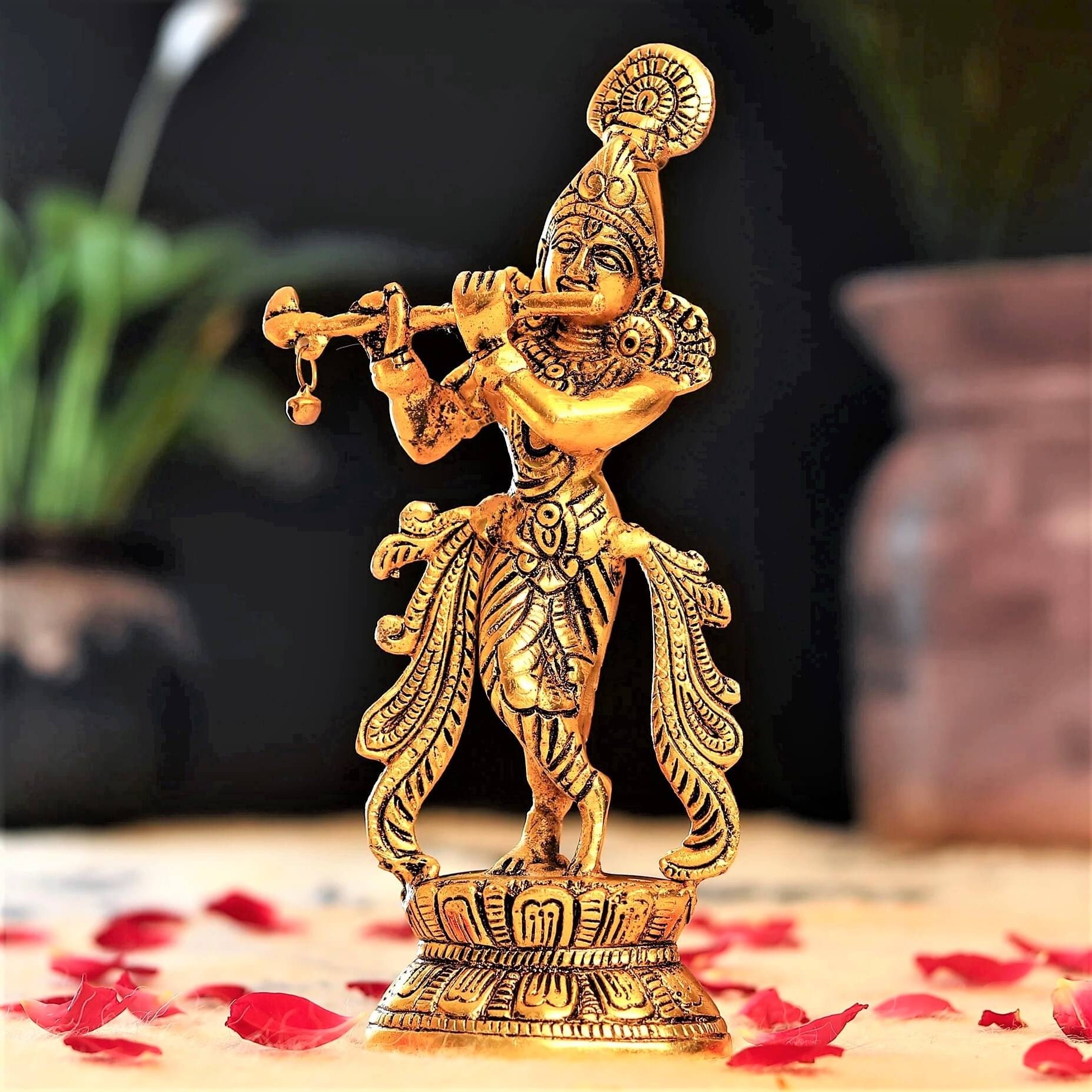 KridayKraft Aluminium Lord Krishna Idol ( 13 cm ) KridayKraft Aluminium Lord Krishna Idol ( 13 cm )