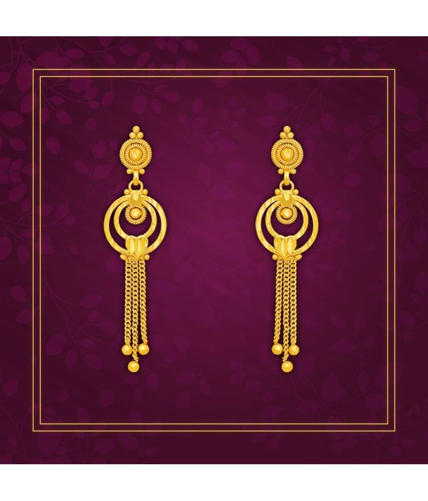     			LUV FASHION Golden Drop Earrings ( Pack of 1 )