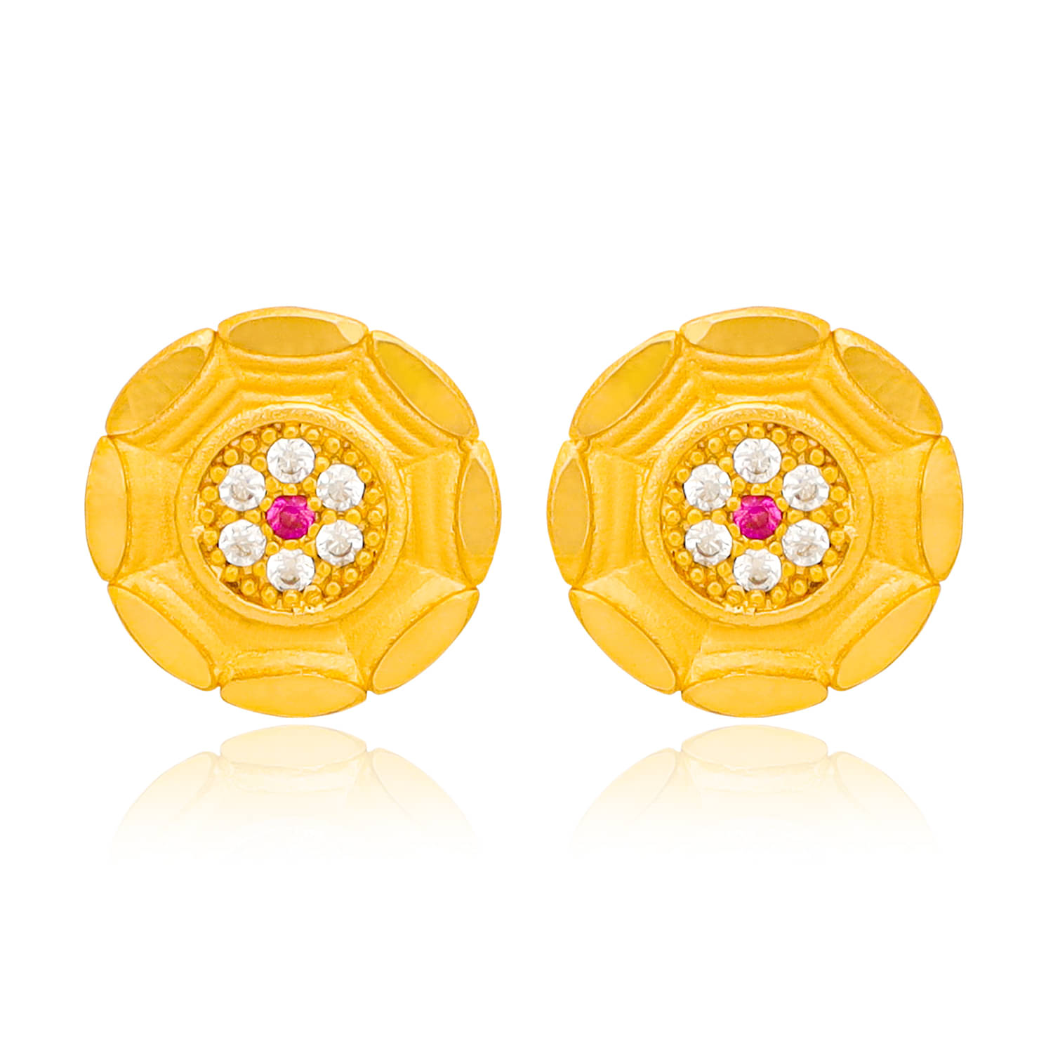     			LUV FASHION Golden Stud Earrings ( Pack of 1 )