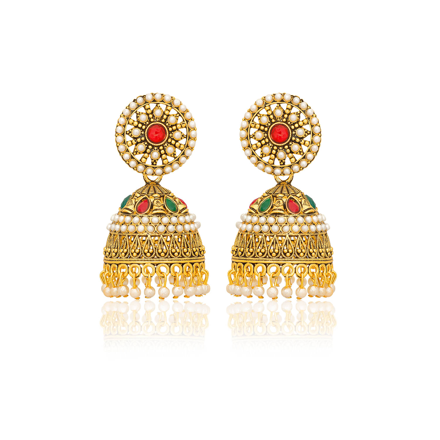     			LUV FASHION White Jhumki Earrings ( Pack of 1 )