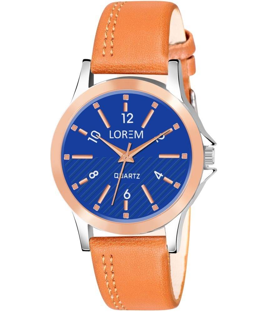     			Lorem Beige Leather Analog Womens Watch