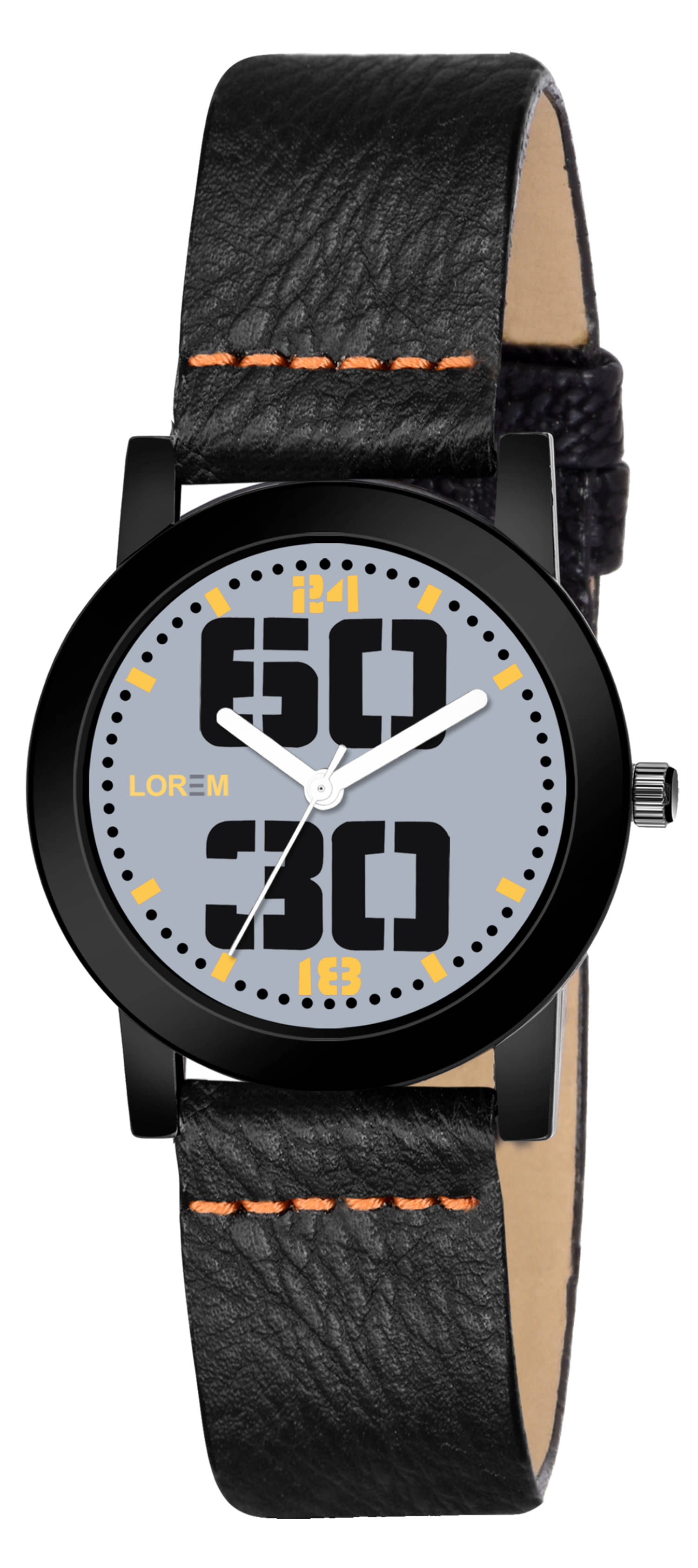    			Lorem Black PU Analog Womens Watch