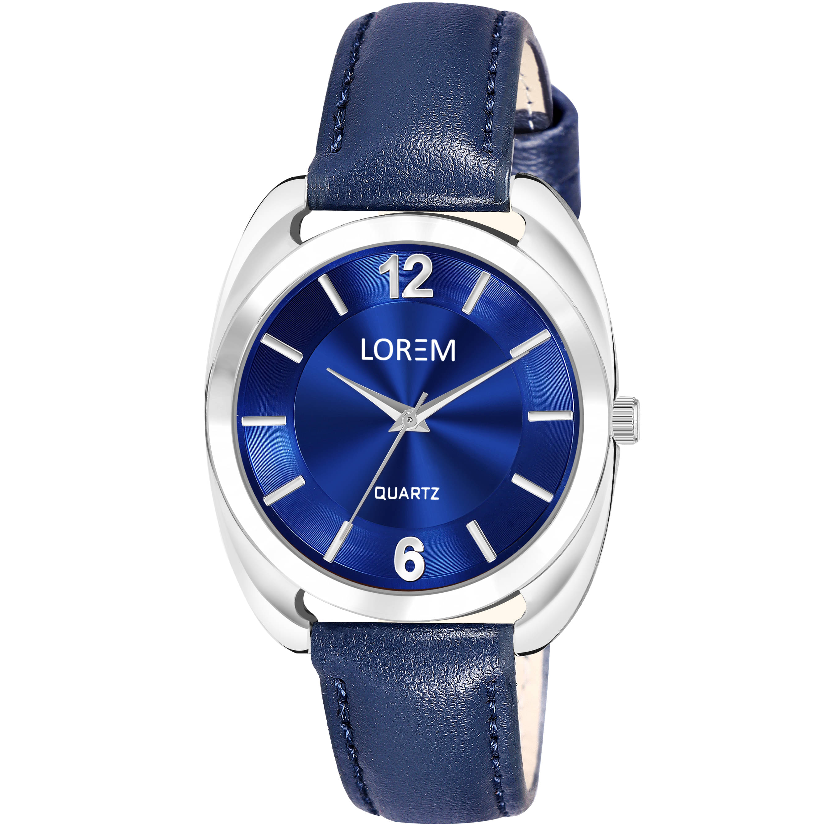     			Lorem Blue Leather Analog Womens Watch