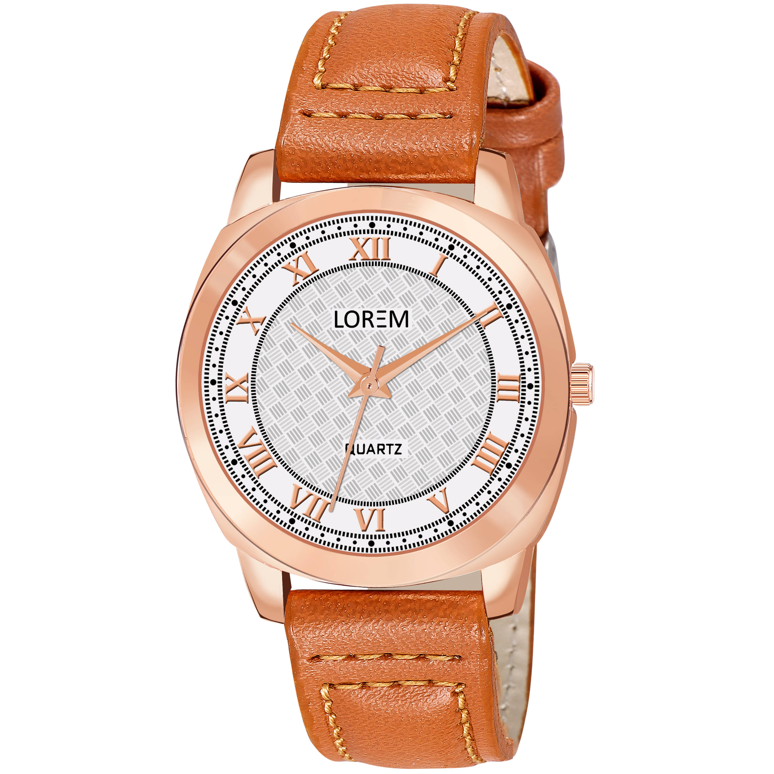     			Lorem Brown Leather Analog Womens Watch