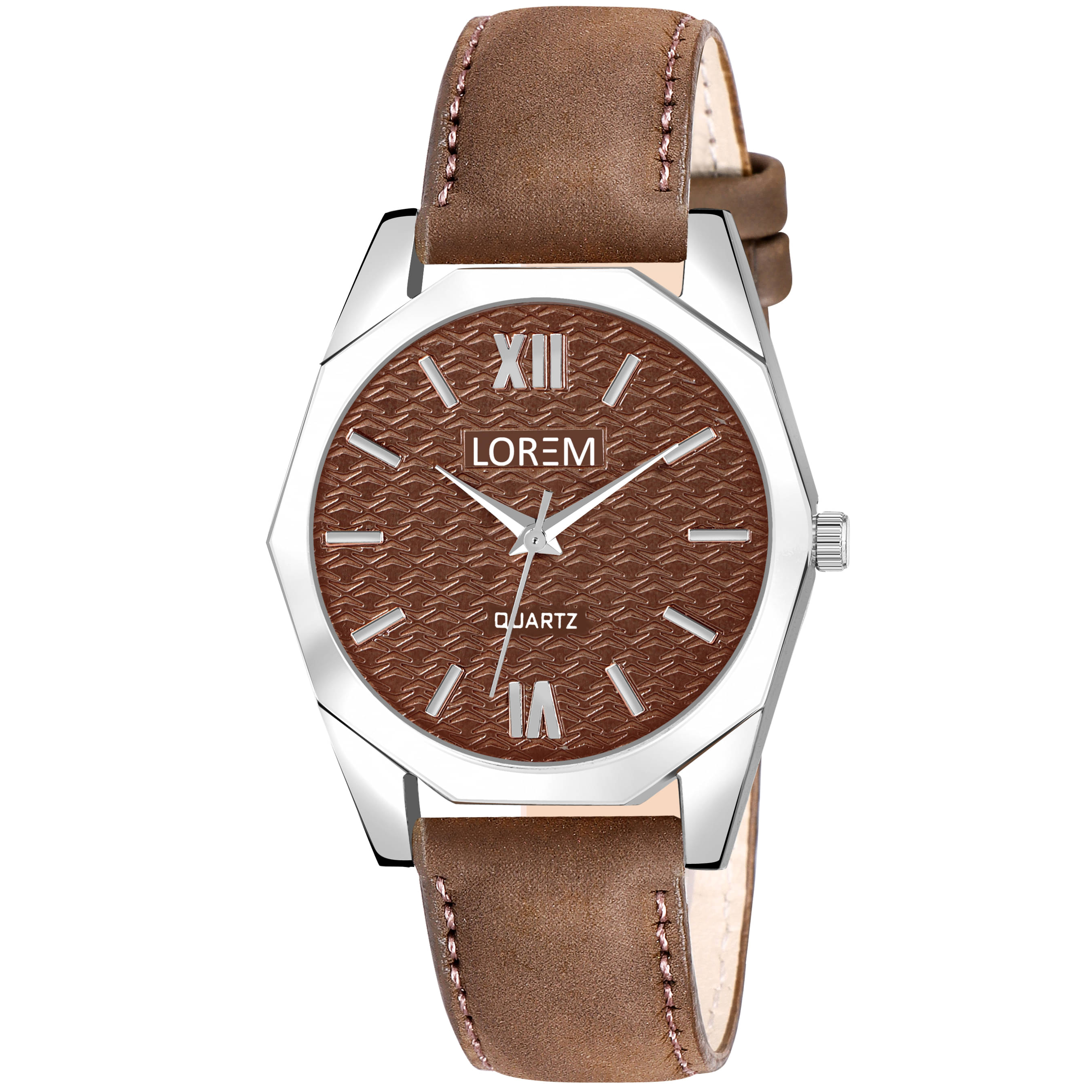     			Lorem Brown Leather Analog Womens Watch