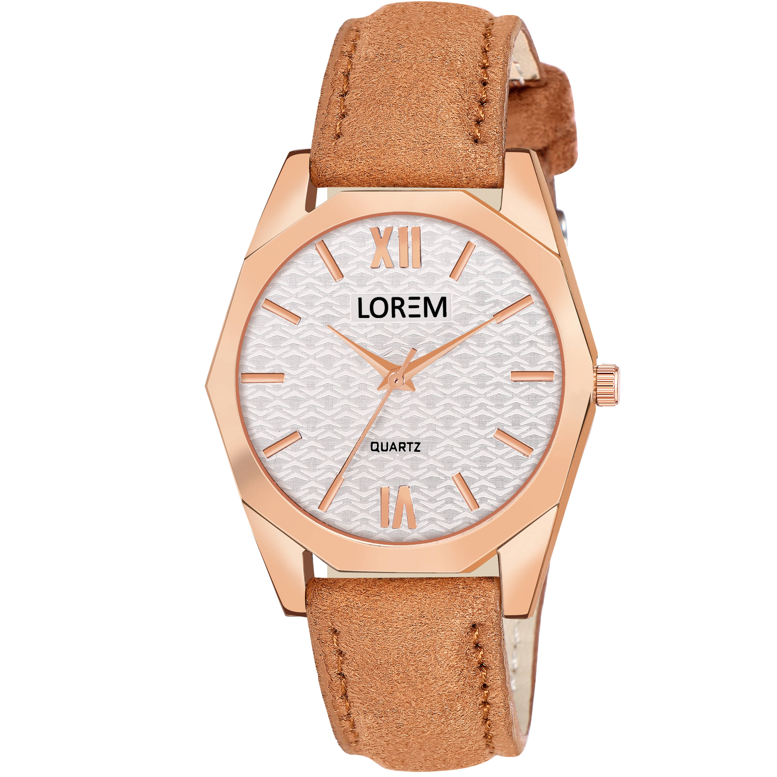     			Lorem Brown Leather Analog Womens Watch