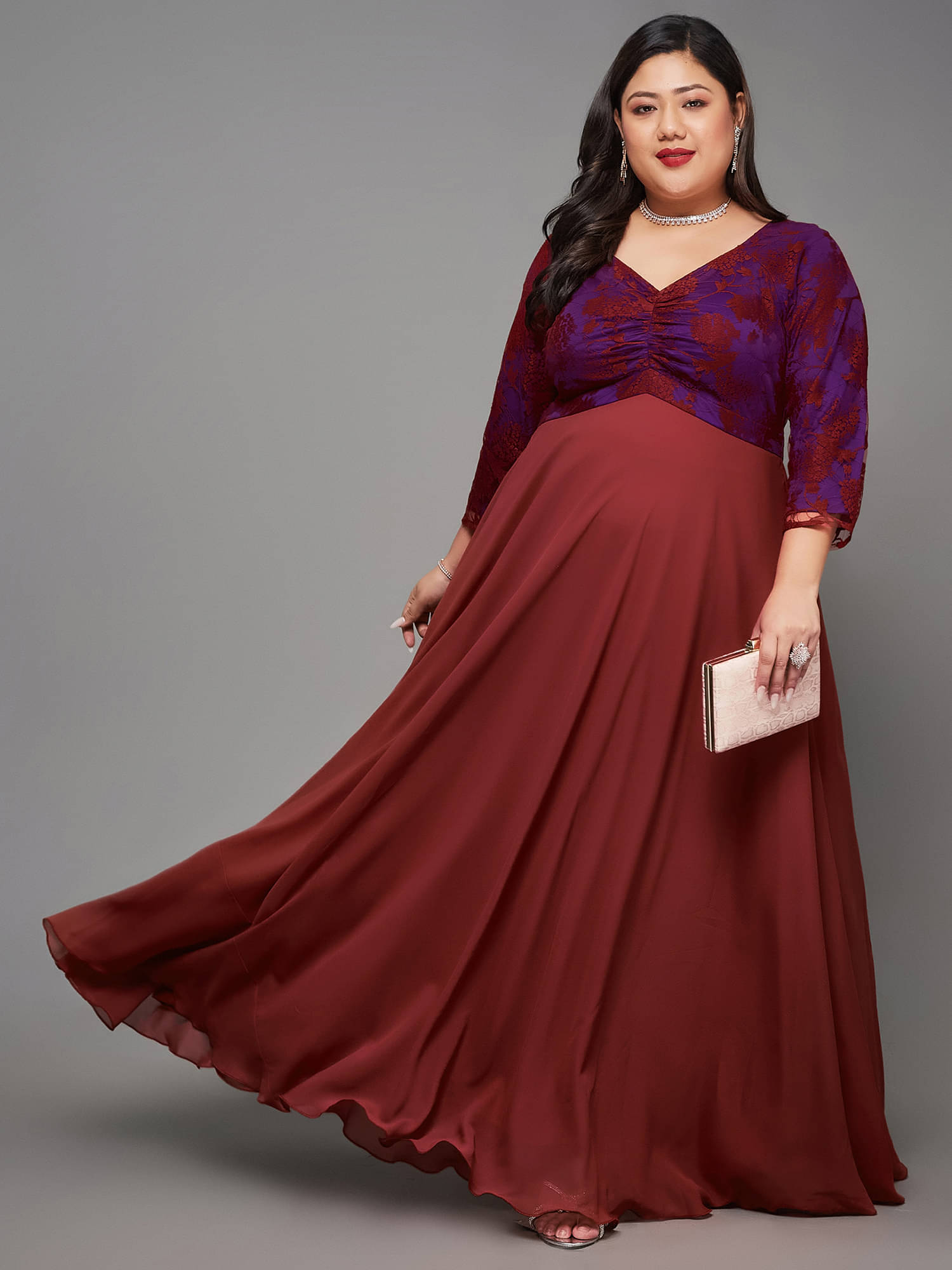 Miss Chase A+ Women Georgette Self Design Fit & Flare Dress ( Red ) Miss Chase A+ Women Georgette Self Design Fit & Flare Dress ( Red )
