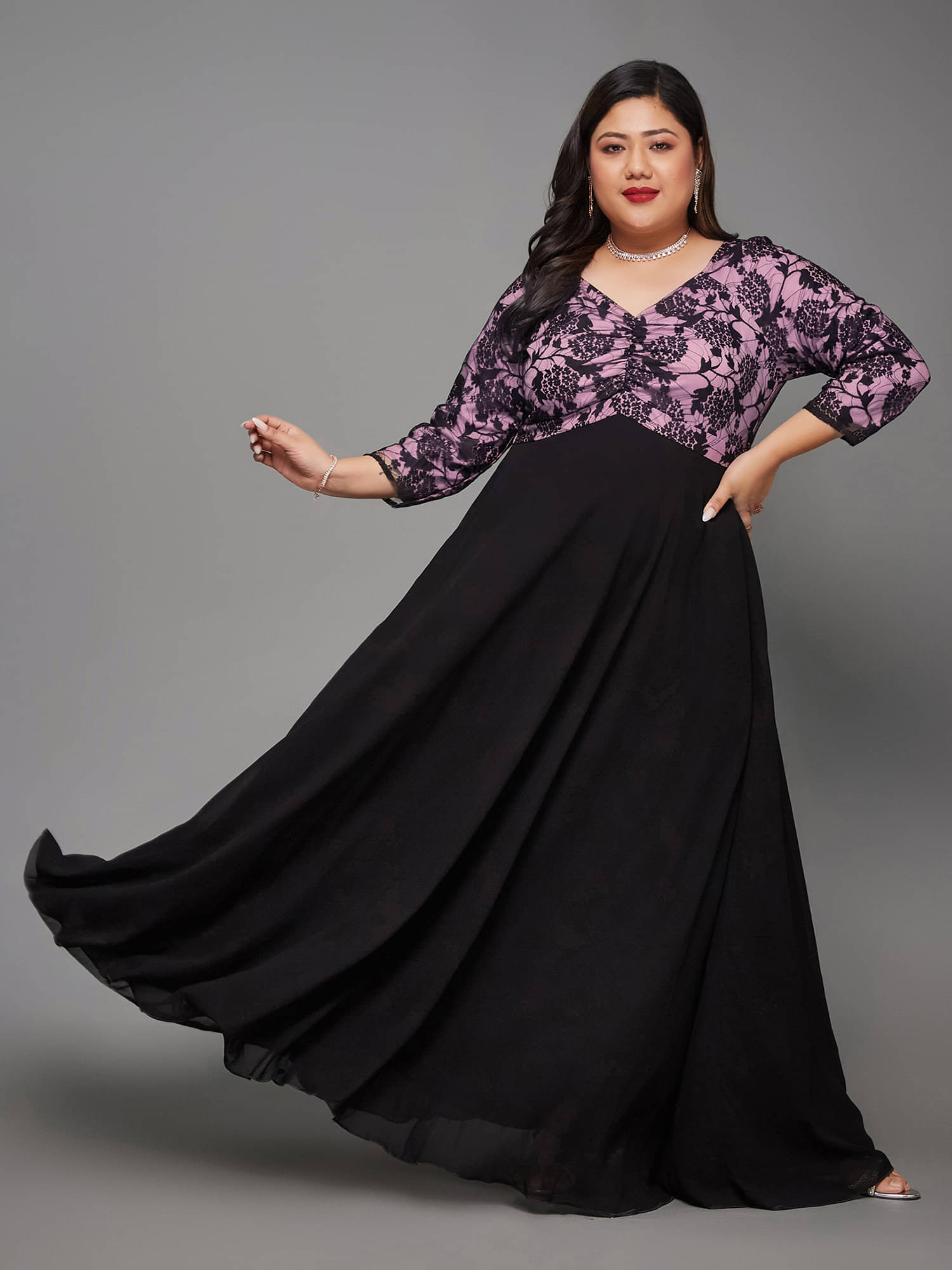 Miss Chase A+ Women Georgette Self Design Fit & Flare Dress ( Black ) Miss Chase A+ Women Georgette Self Design Fit & Flare Dress ( Black )