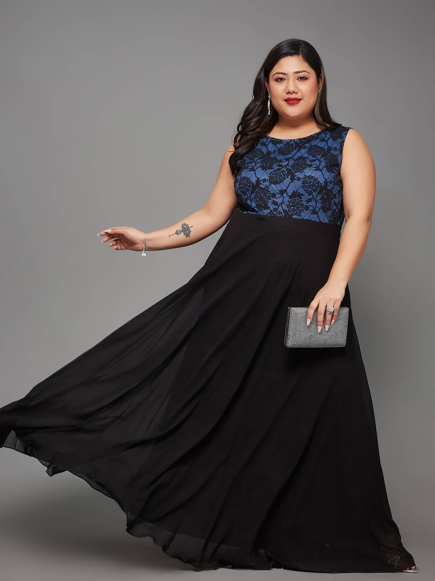 Miss Chase A+ Women Georgette Self Design Fit & Flare Dress ( Black ) Miss Chase A+ Women Georgette Self Design Fit & Flare Dress ( Black )