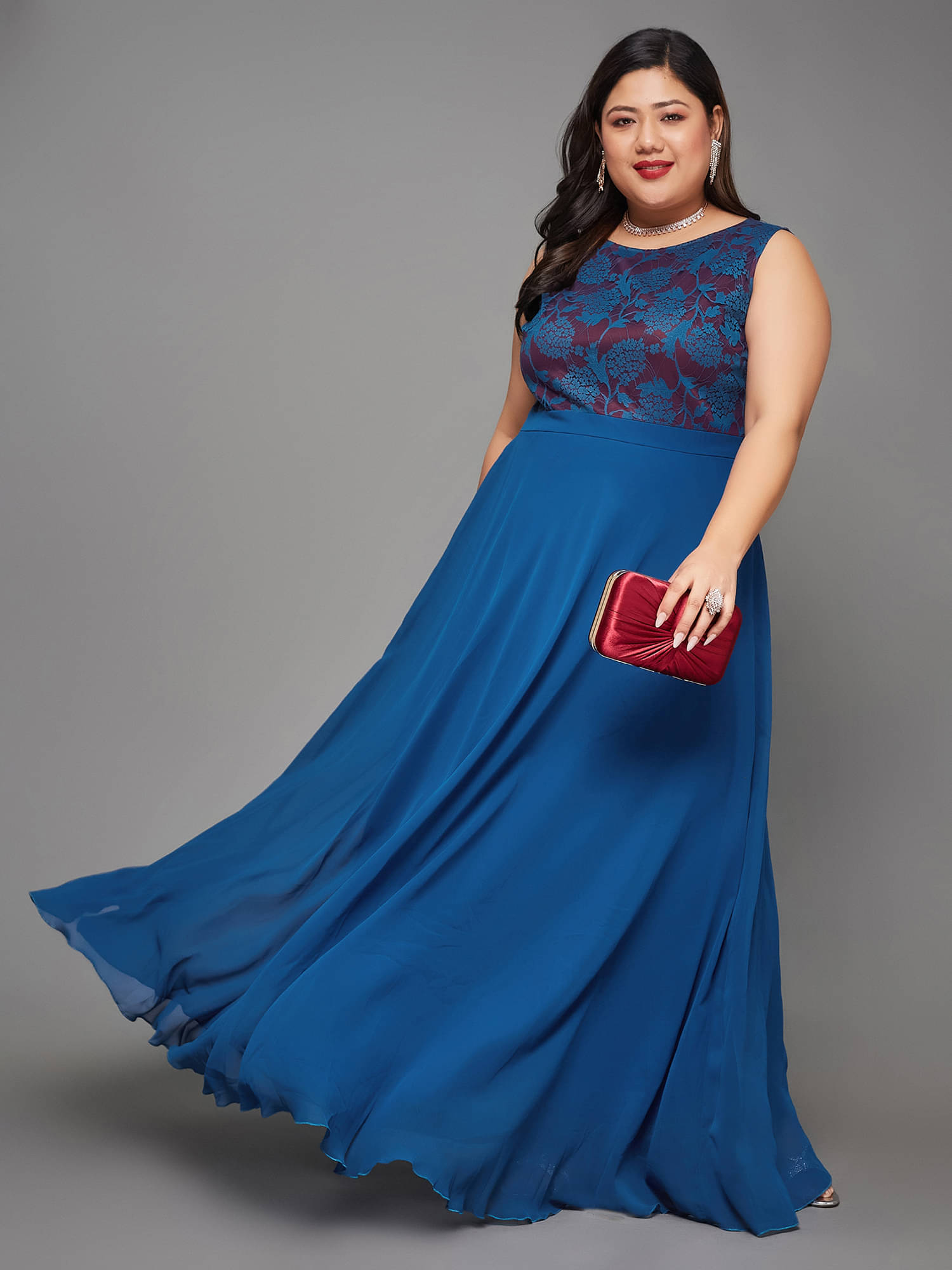Miss Chase A+ Women Georgette Self Design Fit & Flare Dress ( Blue ) Miss Chase A+ Women Georgette Self Design Fit & Flare Dress ( Blue )