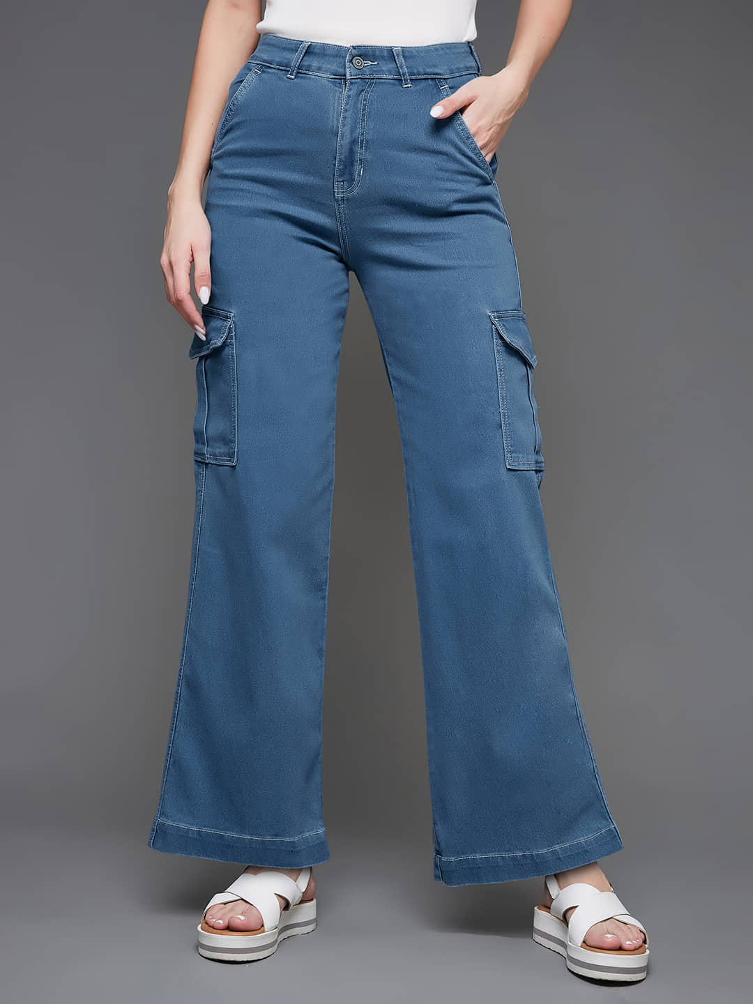 Miss Chase - Blue Denim Wide Leg Women's Jeans ( Pack of 1 ) - Jeans | Buy online on ZillyBuy