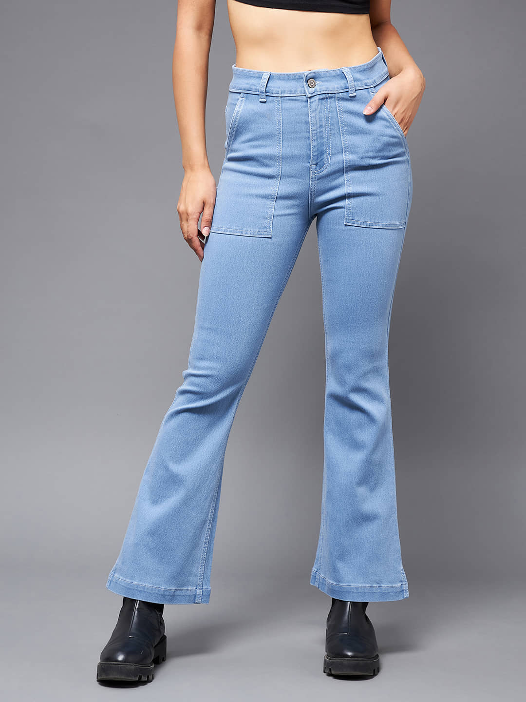 Miss Chase - Light Blue Denim Bootcut Women's Jeans ( Pack of 1 ) - Jeans | Buy online on ZillyBuy