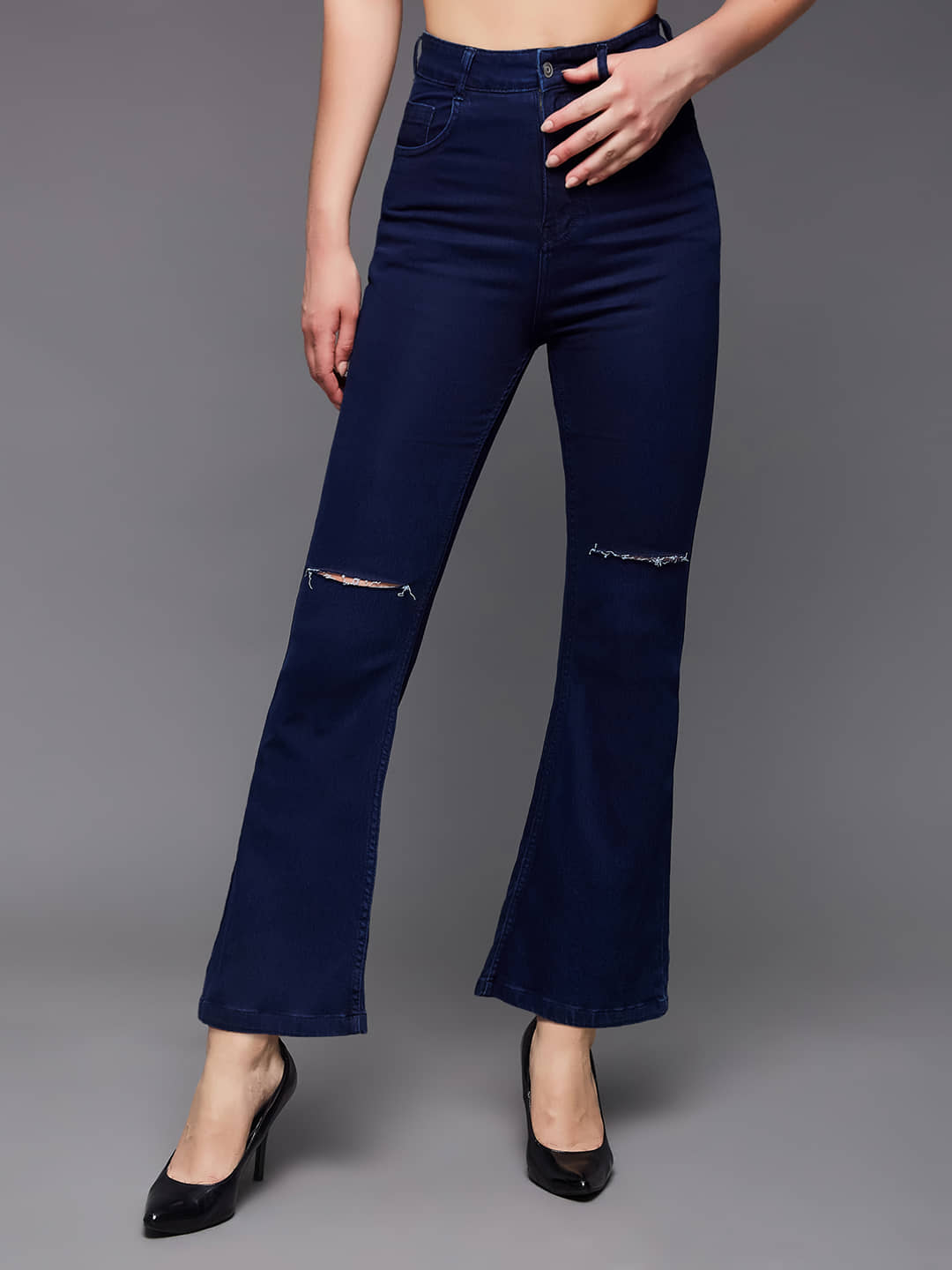 Miss Chase - Navy Blue Denim Bootcut Women's Jeans ( Pack of 1 ) - Jeans | Buy online on ZillyBuy
