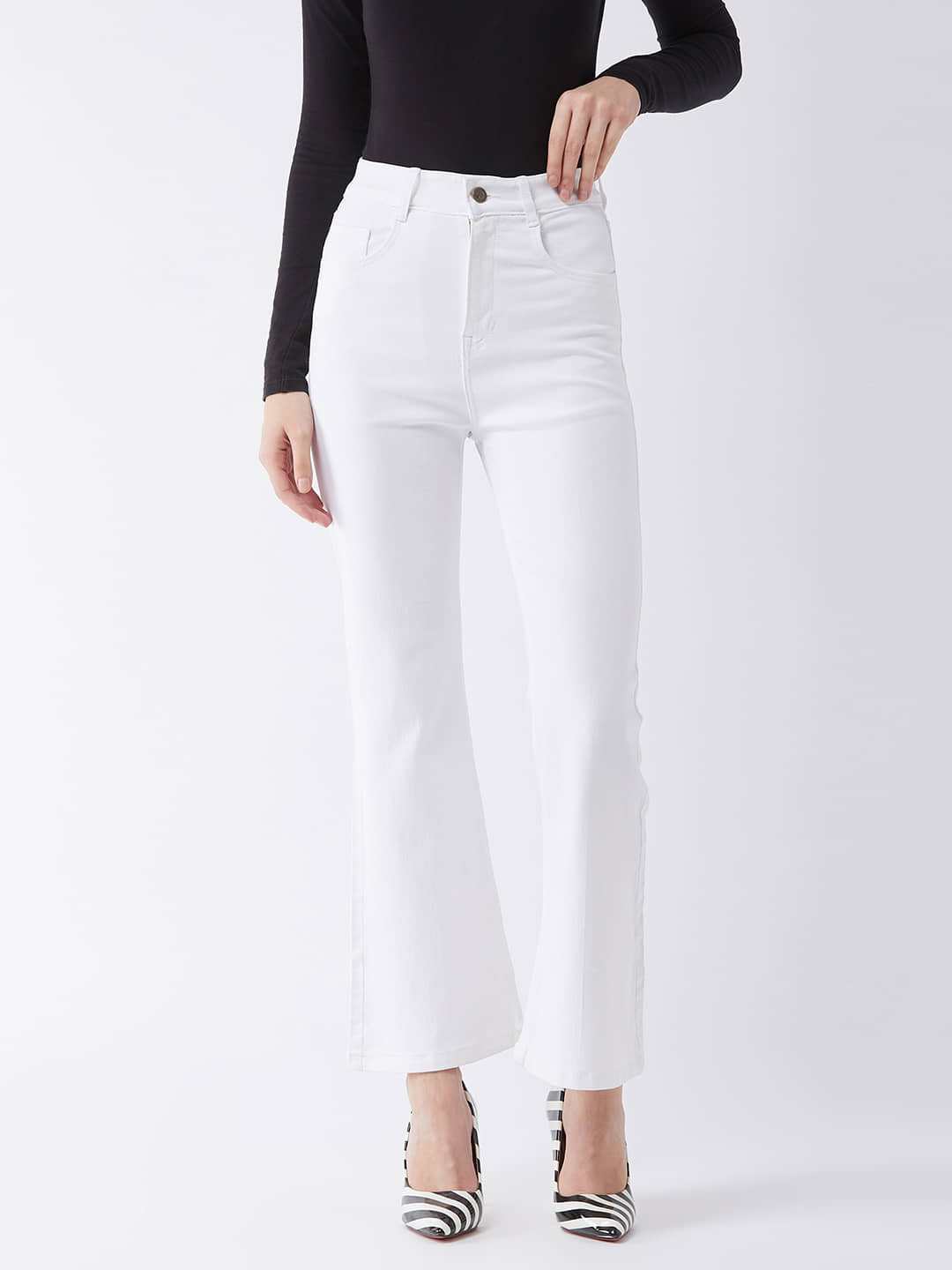 Miss Chase - White Denim Bootcut Women's Jeans ( Pack of 1 ) - Jeans | Buy online on ZillyBuy