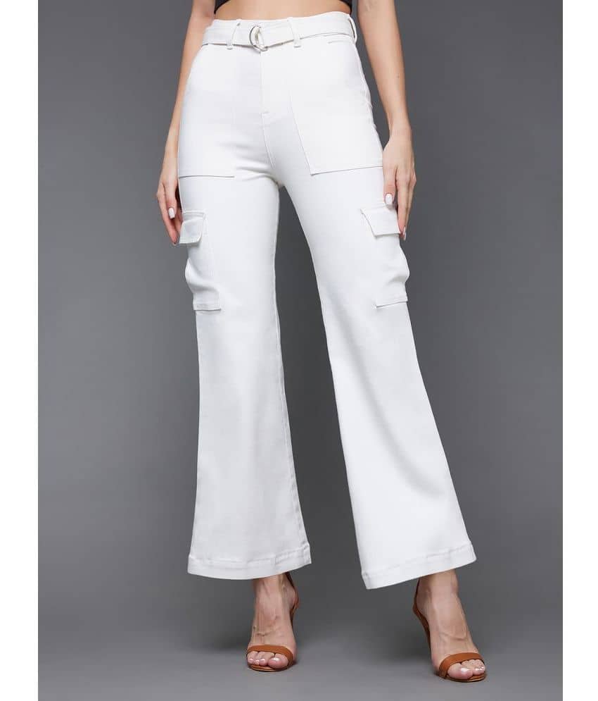 Miss Chase - White Denim Wide Leg Women's Jeans ( Pack of 1 ) - Jeans | Buy online on ZillyBuy