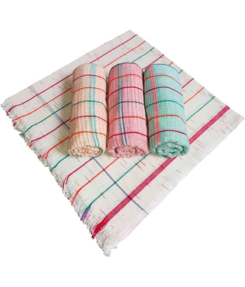     			Mk weaves Cotton Checks Below 300 -GSM Bath Towel ( Pack of 4 ) - Multicolor
