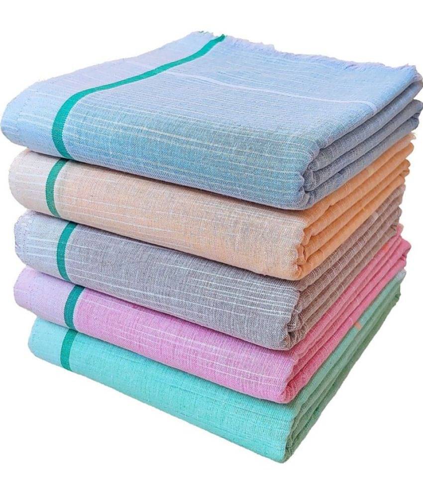     			Mk weaves Cotton Self Design Below 300 -GSM Bath Towel ( Pack of 5 ) - Multicolor