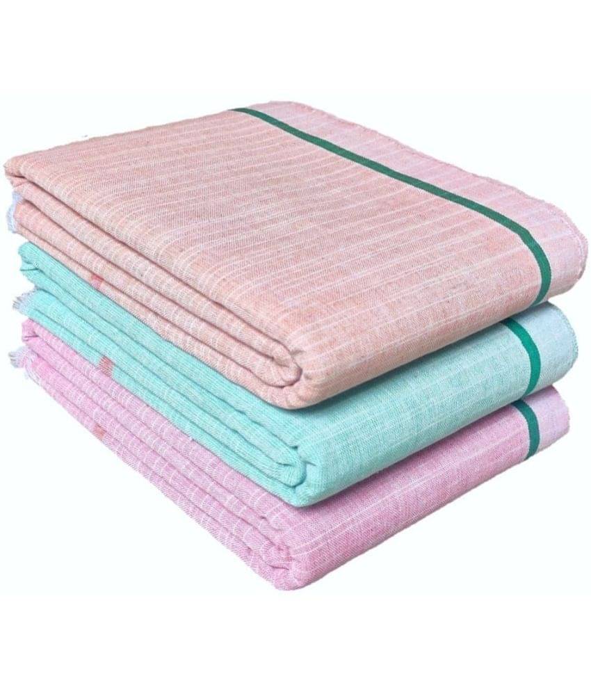     			Mk weaves Cotton Self Design Below 300 -GSM Bath Towel ( Pack of 3 ) - Multicolor