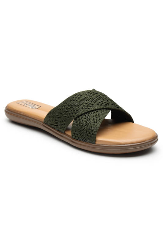     			NATSHUZ Olive Women's Flats