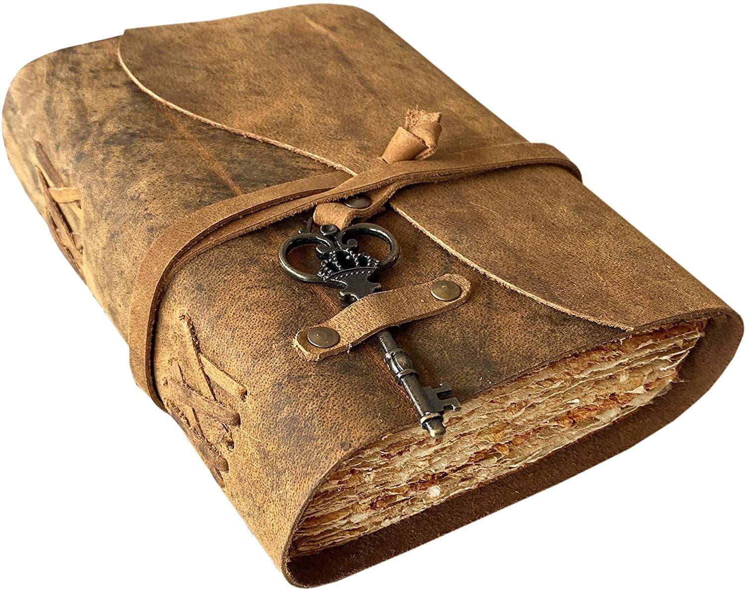 Premium Finished Leather Journal with Antique Paper A5 Diary Unruled 200 Pages (Brown)