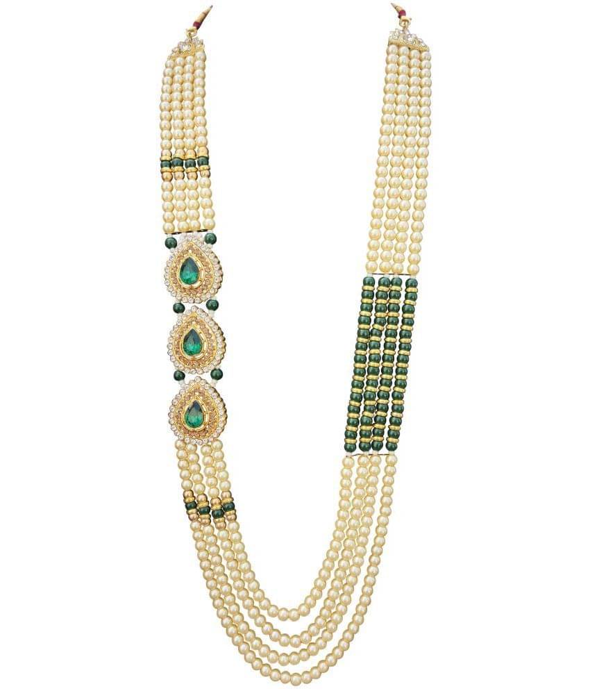 RAADHE CREATION Moti Mala For Men Necklace groom Pearl Sherwani Traditional Gold Plated Four Layered Design for Marriage Indian Wedding (Dulhe ki mala) RAADHE CREATION Moti Mala For Men Necklace groom Pearl Sherwani Traditional Gold Plated Four Layered Design for Marriage Indian Wedding (Dulhe ki mala)