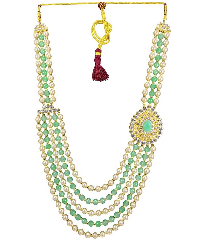 RAADHE CREATION Pearl Base Metal and Dulha Moti Mala Haar Necklace for Men's - Jewellery Sets | Buy online on ZillyBuy