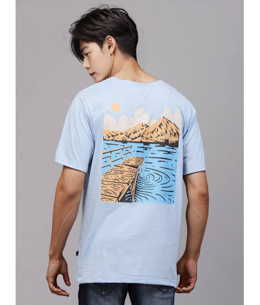 Rigo Pack of 1 Cotton Blend Oversized Fit Men's T-Shirt ( Blue ) Rigo Pack of 1 Cotton Blend Oversized Fit Men's T-Shirt ( Blue )