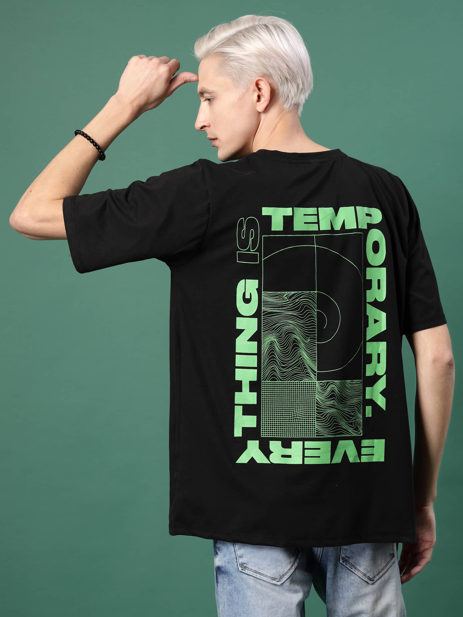 Rigo Pack of 1 Cotton Oversized Fit Men's T-Shirt ( Black )