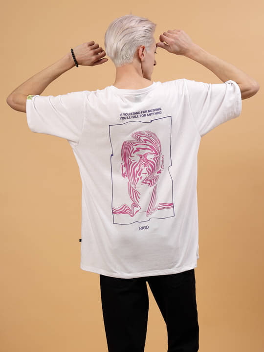 Rigo Pack of 1 Cotton Oversized Fit Men's T-Shirt ( White )     			Rigo Pack of 1 Cotton Oversized Fit Men's T-Shirt ( White )