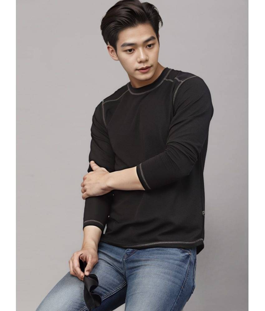 Rigo Pack of 1 Polyester Slim Fit Men's T-Shirt ( Black ) Rigo Pack of 1 Polyester Slim Fit Men's T-Shirt ( Black )