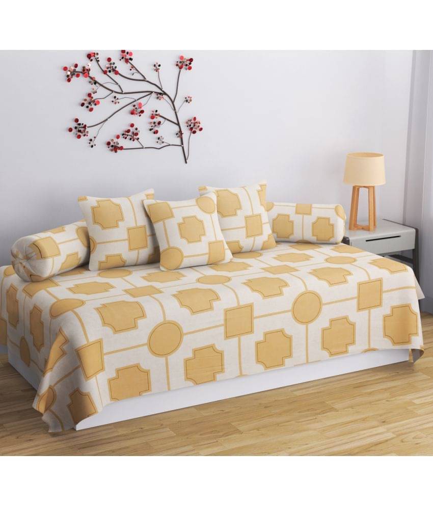 SHOMES Cotton Geometric Printed Diwan Set 6 Pcs - Beige SHOMES Cotton Geometric Printed Diwan Set 6 Pcs - Beige
